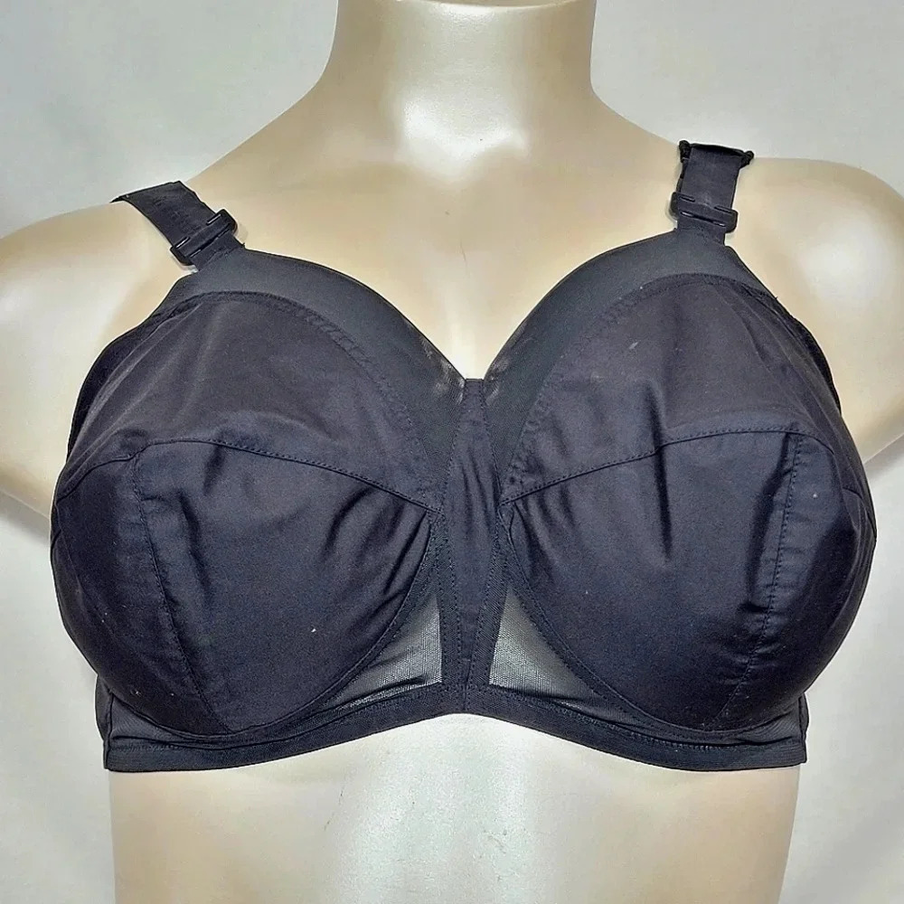 40C Exquisite Form 532 Fully Wire Free Pointy Bullet Bra Black NWOT - Picture 2 of 4